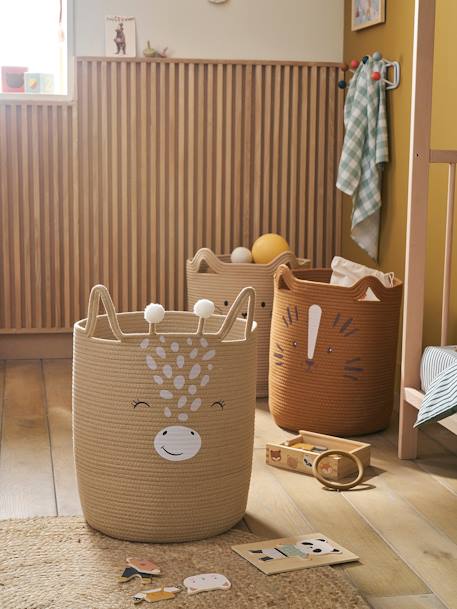 Storage Basket in Cotton Rope, Giraffe cinnamon 