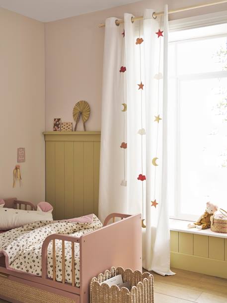 Semi-Sheer Curtain with Eyelets & Starry Garlands terracotta 