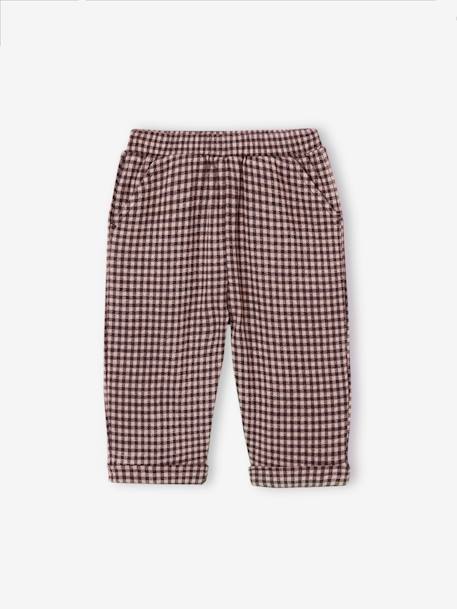 Chequered Trousers in Flannel for Babies chequered brown 