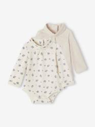 Baby-T-shirts & Roll Neck T-Shirts-Pack of 2 Long Sleeve Bodysuits with High Neck, for Babies