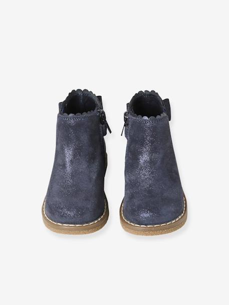 Leather Boots with Elastic, for Baby Girls black+Camel+navy blue 