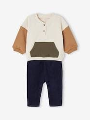 Baby-Fleece Sweatshirt + Corduroy Trousers Combo for Babies