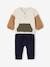 Fleece Sweatshirt + Corduroy Trousers Combo for Babies vanilla+WHITE LIGHT SOLID WITH DESIGN 