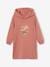 Fleece Dress with Hood & Fancy Details for Girls anthracite+green+grey blue+old rose+terracotta 