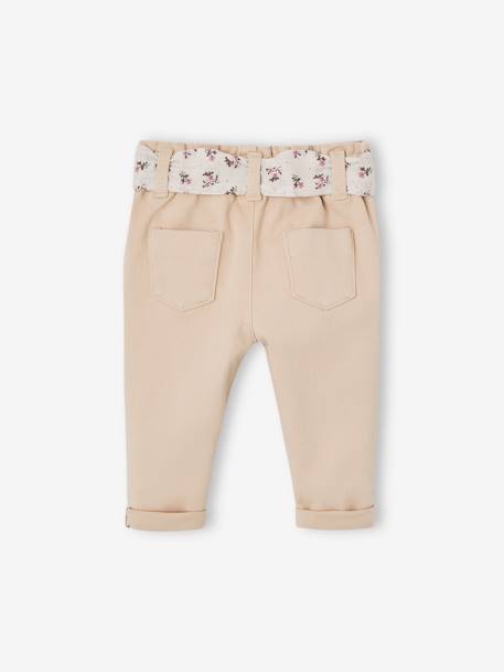 Trousers with Fabric Belt for Babies beige+Green+old rose 