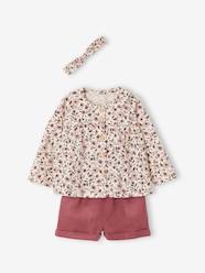 -3-Piece Outfit: Top, Corduroy Shorts & Hairband