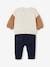 Fleece Sweatshirt + Corduroy Trousers Combo for Babies vanilla+WHITE LIGHT SOLID WITH DESIGN 