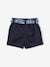 Velour Shorts with Floral Tie Belt, for Babies navy blue 