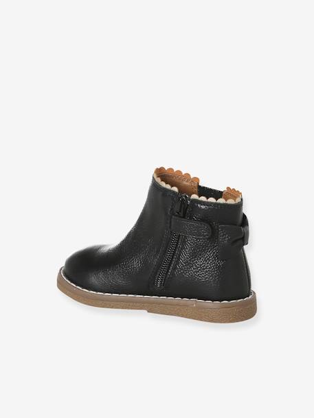 Leather Boots with Elastic, for Baby Girls black+Camel+navy blue 