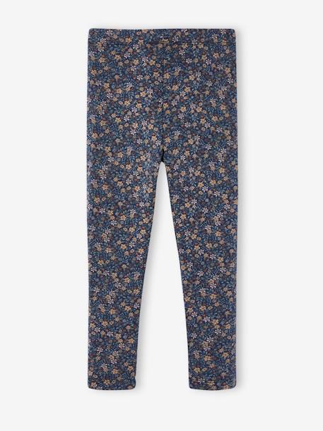 Leggings Lined in Polar Fleece for Girls anthracite+BROWN LIGHT ALL OVER PRINTED+navy blue 