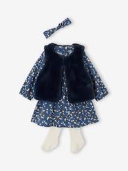 -4-Piece Ensemble for Babies: Dress + Reversible Bodywarmer + Headband + Tights