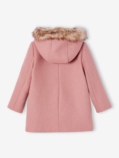 Hooded Duffel Coat with Toggles, in Woollen Fabric, for Girls blush+camel 