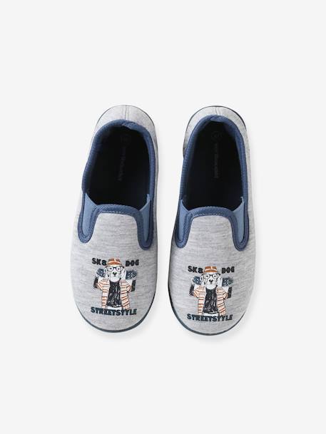 Elasticated Slippers in Canvas for Children marl grey+night blue+printed blue+printed grey 