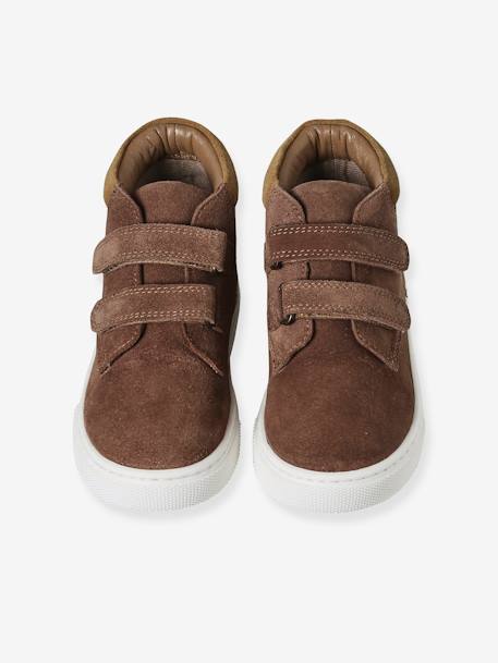 Hook-&-Loop Trainers in Leather for Boys brown+navy blue 