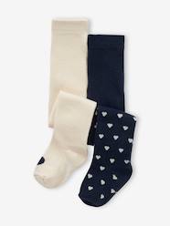 Baby-Socks & Tights-Pack of 2 Pairs of Tights with Heart Motifs for Baby Girls