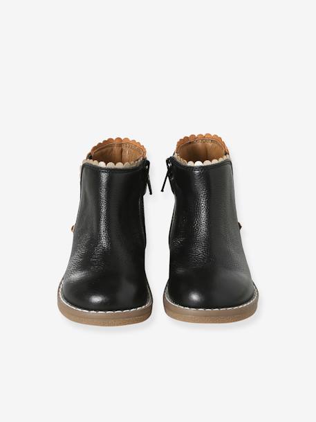 Leather Boots with Elastic, for Baby Girls black+Camel+navy blue 