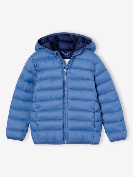 Lightweight Jacket with Recycled Polyester Padding & Hood for Boys BEIGE DARK SOLID WITH DESIGN+denim blue+English green+green+navy blue+petrol blue 