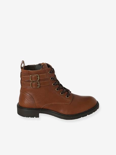 Newsboy Leather Boots for Girls brown 