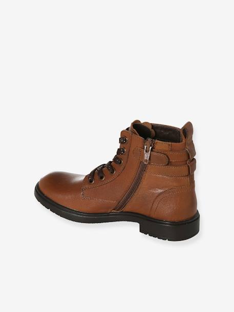 Newsboy Leather Boots for Girls black+brown 