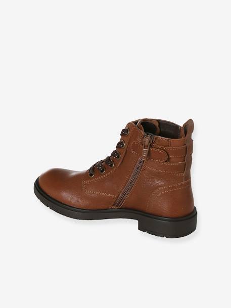 Newsboy Leather Boots for Girls brown 