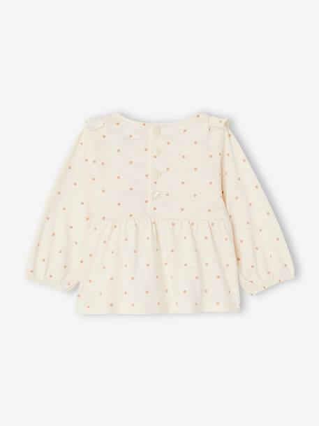 Dotted, Long Sleeve T-Shirt with Ruffles for Baby Girls ecru 