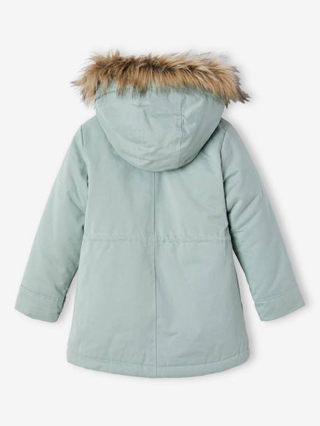 3-in-1 Parka with Hood for Girls GREEN DARK SOLID+grey green+navy blue+PURPLE MEDIUM SOLID 