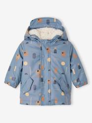 Baby-Printed Raincoat with Hood & Sherpa Lining, for Babies