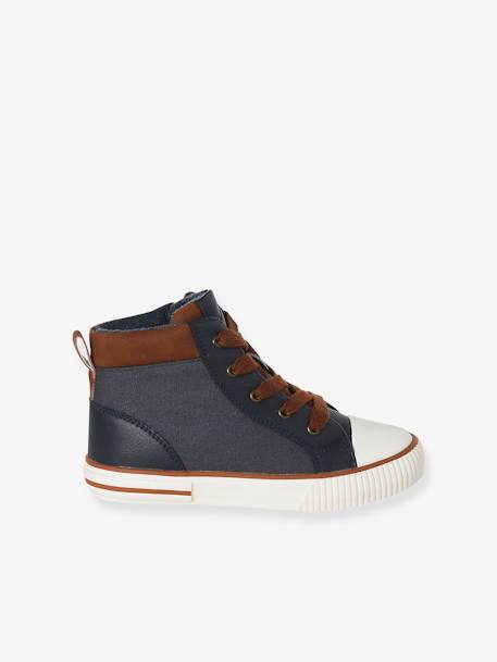 High-Top Trainers with Laces & Zips for Children navy blue 