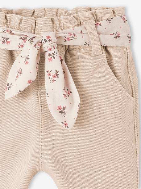 Trousers with Fabric Belt for Babies beige+Green+old rose 