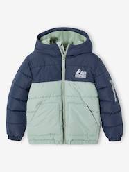 Boys-Coats & Jackets-Padded Jackets-Two-tone Hooded Jacket with Recycled Polyester Padding, for Boys