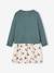 Dress & Jacket Outfit with Floral Print for Girls emerald green+mustard+rose 