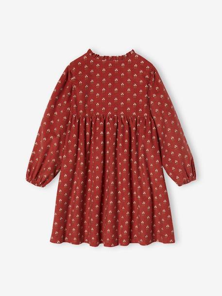 Dress in Printed Corduroy for Girls tomato red 