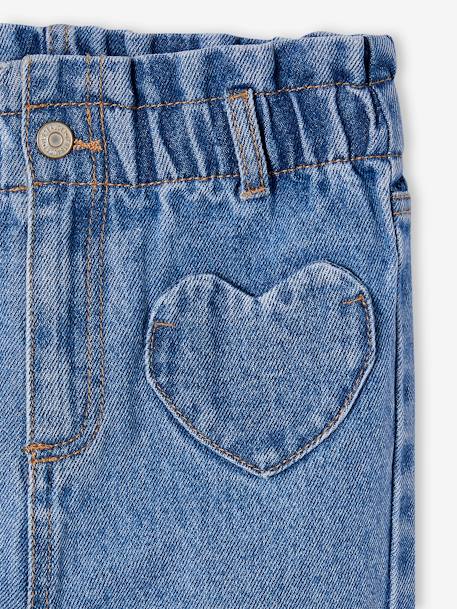 Paperbag Jeans, Heart-Shaped Pockets, for Girls brut denim+medium blue 