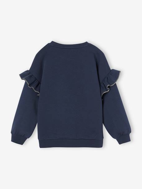 Sweatshirt with Ruffles & Fancy Cat Motifs for Girls navy blue 