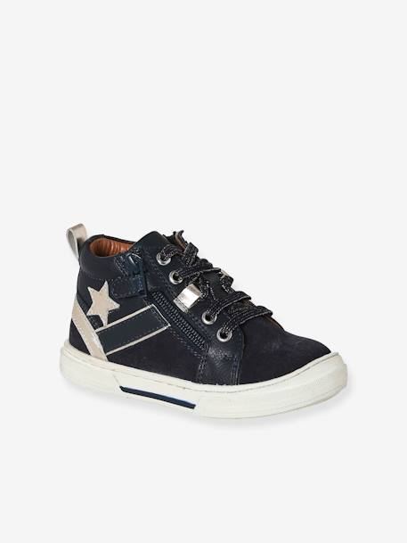 High-Top Trainers with Laces & Zips navy blue 