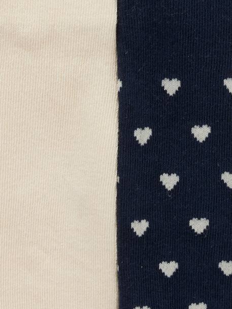 Pack of 2 Pairs of Tights with Heart Motifs for Baby Girls navy blue 