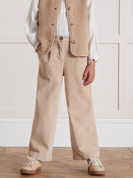 CYRILLUS wide-leg trousers beige+navy blue 