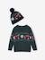 Christmas Gift Box Jacquard Knit Jumper & Matching Beanie  with Pompom for Boys fir green 