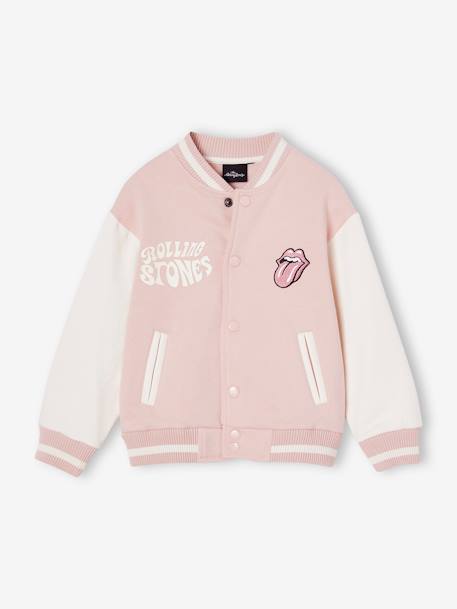 Rolling Stones bomber jacket for girls pale pink 