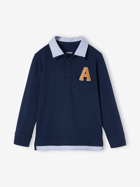 Striped 2-in-1 Effect Polo Shirt, for Boys 6423+6680+deep blue+English green+navy blue+Red Stripes 