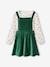 Corduroy Apron Dress & Top Ensemble for Girls green+rose 