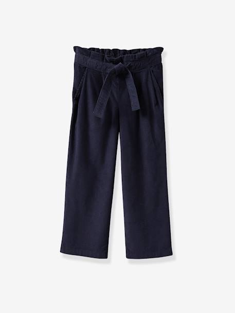 CYRILLUS wide-leg velvet pants for girls navy blue 