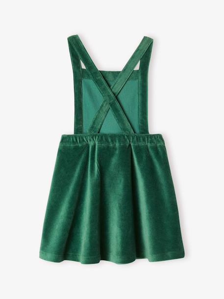 Corduroy Apron Dress & Top Ensemble for Girls green+rose 