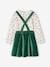 Corduroy Apron Dress & Top Ensemble for Girls green+rose 