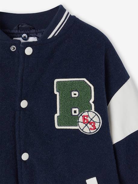 Varsity Jacket with Detachable Hood, for Boys navy blue 