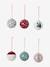 Pack of 6 Traditional Christmas Baubles printed red 