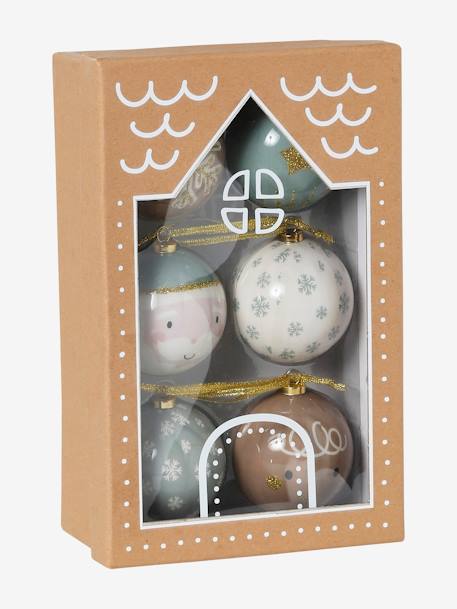 Pack of 6 Nordic-Type Christmas Baubles green 