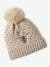 Christmas 'Deer'  Beanie + Snood + Fingerless Gloves Set for Girls golden beige 