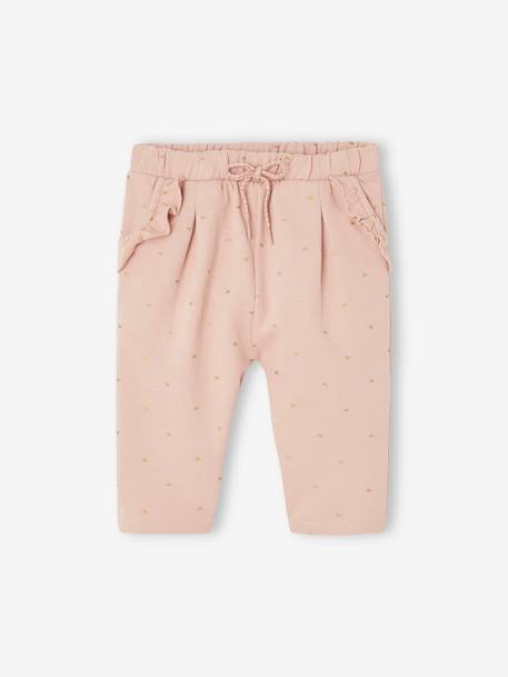 Fleece Trousers for Baby Girls Brown/Print+rosy+sage green+WHITE MEDIUM ALL OVER PRINTED 