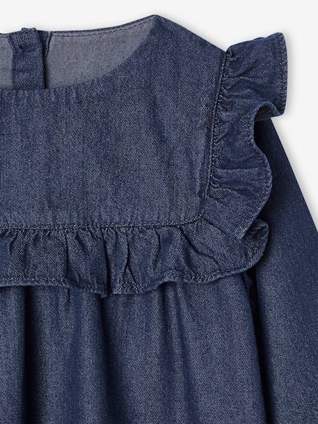 Ruffled Dress in Light Denim, for Girls deep blue 